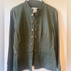 NWT LIVE A LITTLE dark green button down jacket